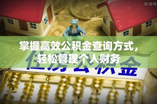 会同掌握高效公积金查询方式，轻松管理个人财务